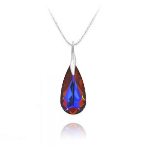 Teardrop 24mm Silver Necklace with Swarovski Crystal Volcano