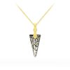 Tiny Spike 18mm Yellow Gold Plated Silver Necklace with Swarovski Crystal - Black Patina