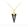 Tiny Spike 18mm Yellow Gold Plated Silver Necklace with Swarovski Crystal - Silver Night