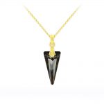 Tiny Spike 18mm Yellow Gold Plated Silver Necklace with Swarovski Crystal - Silver Night