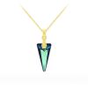 Tiny Spike 18mm Yellow Gold Plated Silver Necklace with Swarovski Crystal - Bermuda Blue