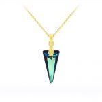 Tiny Spike 18mm Yellow Gold Plated Silver Necklace with Swarovski Crystal - Bermuda Blue