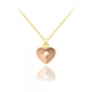 Tiny Heart 10mm Yellow Gold Plated Silver Necklace with Swarovski Crystal Rose Gold