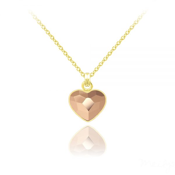 Tiny Heart 10mm Yellow Gold Plated Silver Necklace with Swarovski Crystal Rose Gold