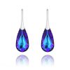 Teardrop 24mm Silver Earrings with Swarovski Crystal Heliotrope