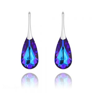 Teardrop 24mm Silver Earrings with Swarovski Crystal Heliotrope