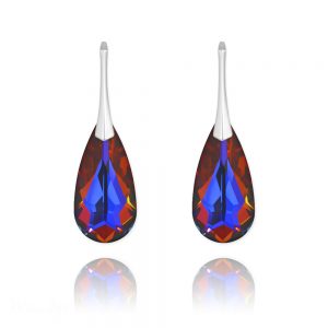 Teardrop 24mm Silver Earrings with Swarovski Crystal Volcano