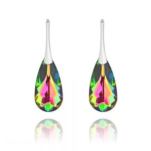 Teardrop 24mm Silver Earrings with Swarovski Crystal Vitrail Medium