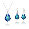 Baroque 16mm/22mm Silver Jewelry Set with Swarovski Crystal - Bermuda Blue