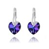 Heart Sterling Silver Earrings with Swarovski Crystal - Heliotrope