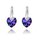 Heart Sterling Silver Earrings with Swarovski Crystal - Heliotrope